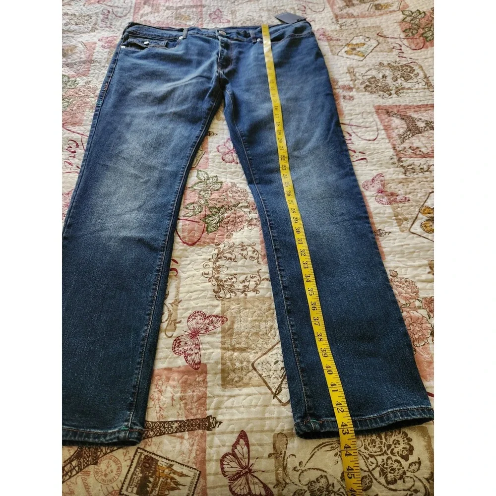 True Religion Men's Rocco Relaxed Skinny Blue Jeans Pants‎ Flap Pockets 40×32